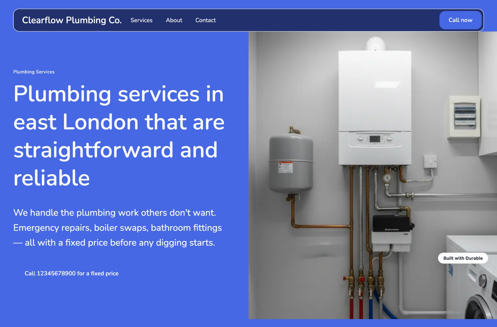 Clearflow Plumbing Co. sample website